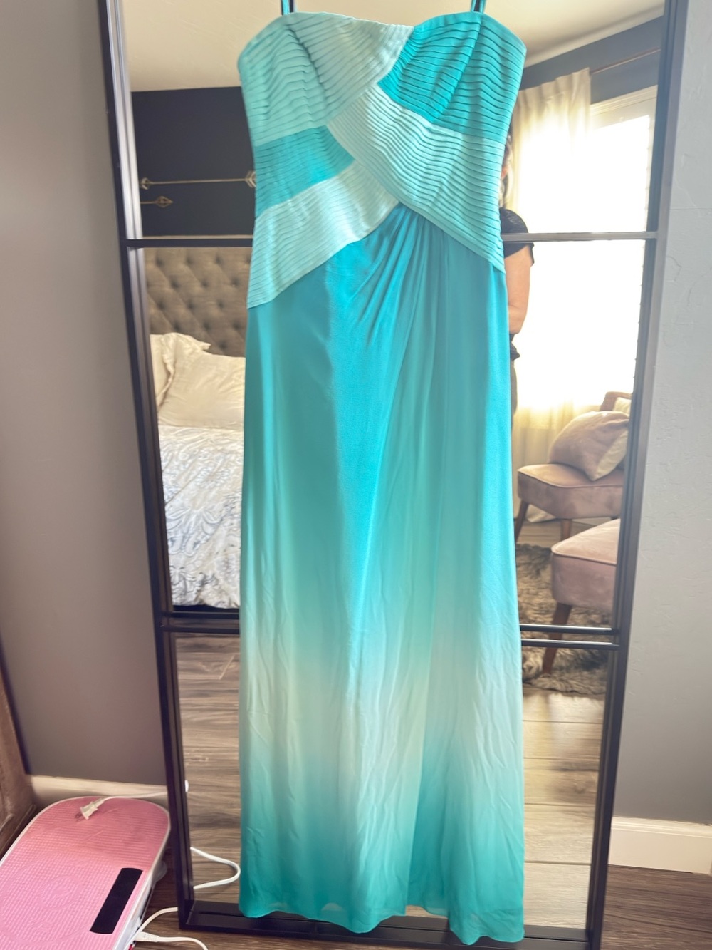 BCBGMaxAzria Teal Strapless Dress